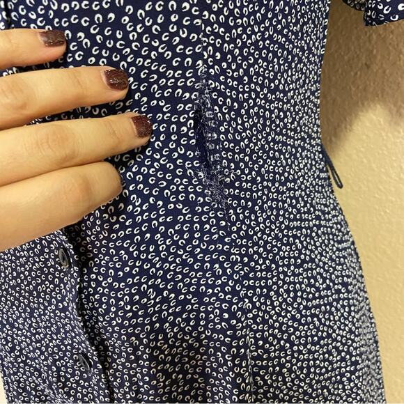 Lulus Flirty Frolic Navy Blue Print Button-Up Midi Dress - Picture 5 of 11